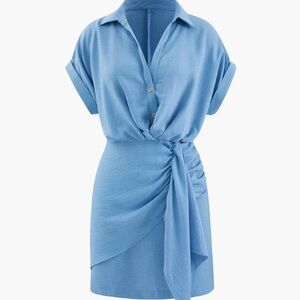 MICAS Ruched Detail Button Up Mini Dress
